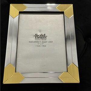 Vintage Solid Brass & Chrome Art Deco Revival Ornate Photo Frame 5x7 EUC 80s 90s